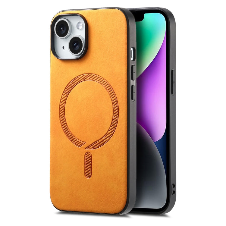 Solid Color Retro Magsafe PU Back Cover Phone Case, Compatible with iPhone 14
