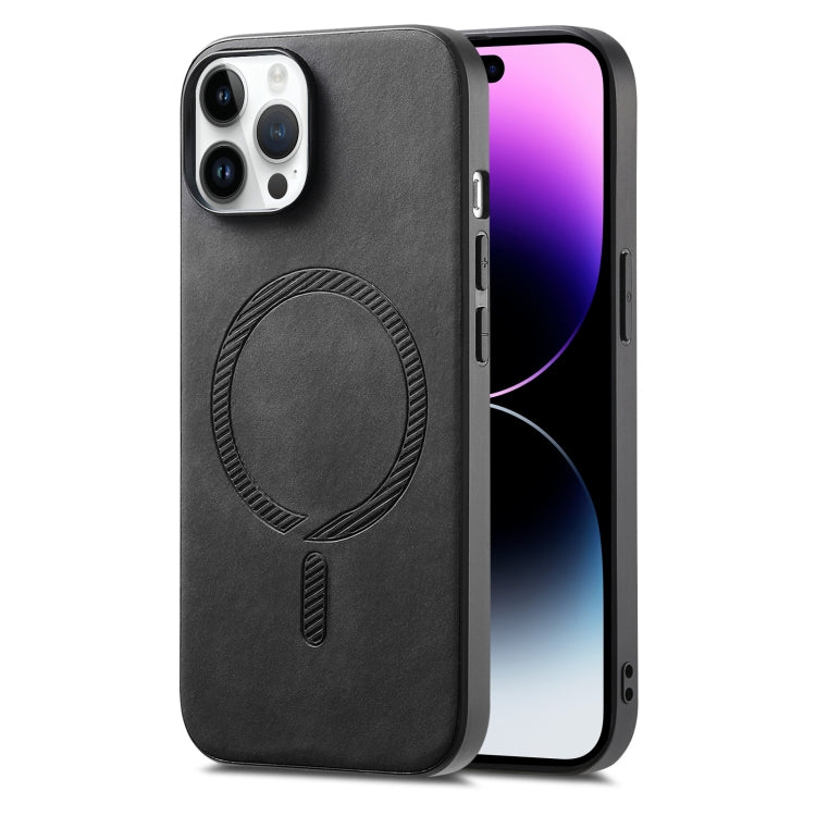 Solid Color Retro Magsafe PU Back Cover Phone Case, Compatible with iPhone 14 Pro Max