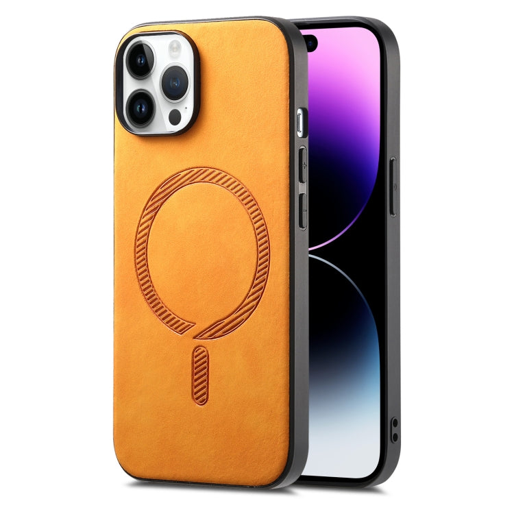 Solid Color Retro Magsafe PU Back Cover Phone Case, Compatible with iPhone 14 Pro Max