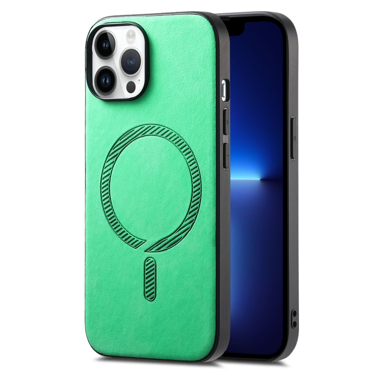 Solid Color Retro Magsafe PU Back Cover Phone Case, Compatible with iPhone 13 Pro Max