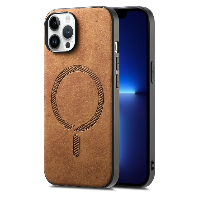 Solid Color Retro Magsafe PU Back Cover Phone Case, Compatible with iPhone 13 Pro Max