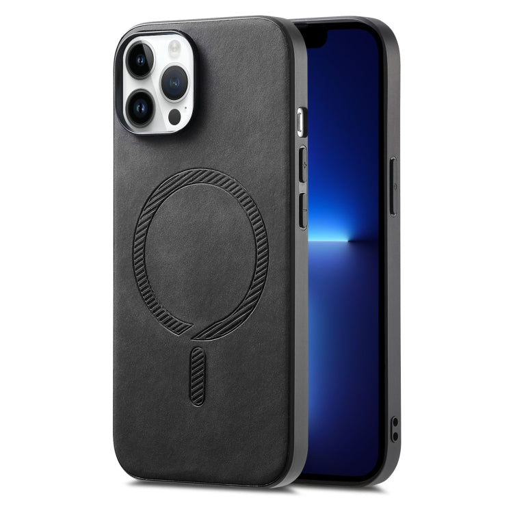 Solid Color Retro Magsafe PU Back Cover Phone Case, Compatible with iPhone 13 Pro