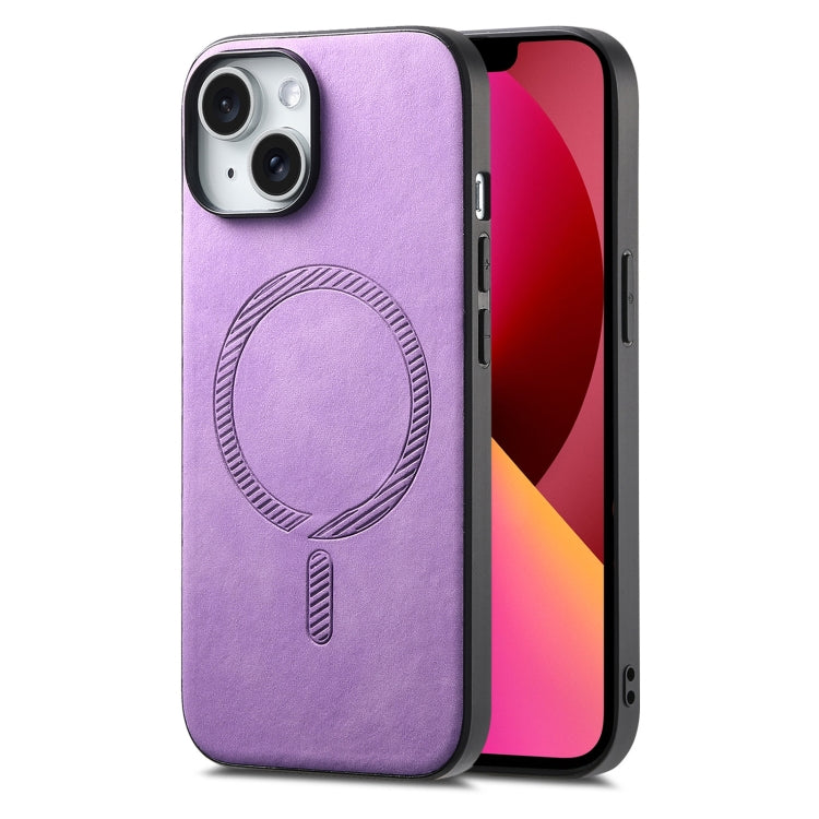 Solid Color Retro Magsafe PU Back Cover Phone Case, Compatible with iPhone 13