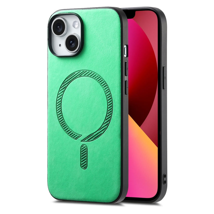 Solid Color Retro Magsafe PU Back Cover Phone Case, Compatible with iPhone 13