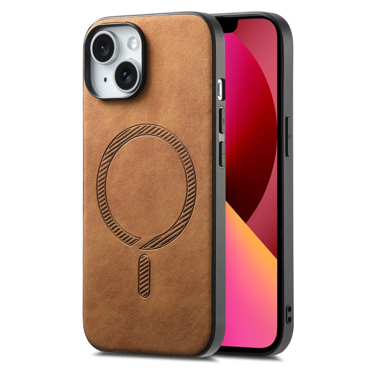 Solid Color Retro Magsafe PU Back Cover Phone Case, Compatible with iPhone 13