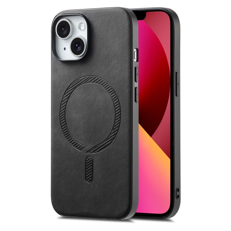 Solid Color Retro Magsafe PU Back Cover Phone Case, Compatible with iPhone 13