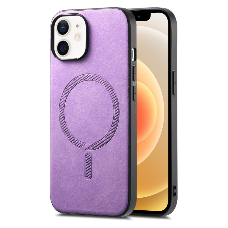 Solid Color Retro Magsafe PU Back Cover Phone Case, Compatible with iPhone 12