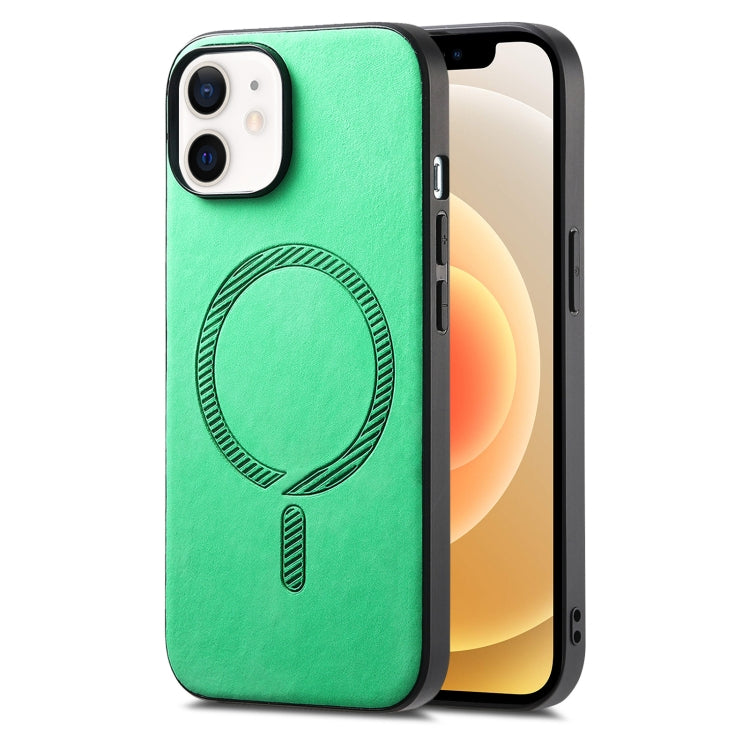Solid Color Retro Magsafe PU Back Cover Phone Case, Compatible with iPhone 12