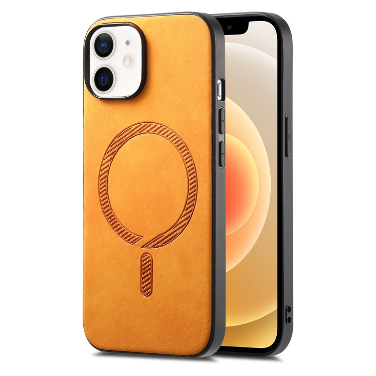 Solid Color Retro Magsafe PU Back Cover Phone Case, Compatible with iPhone 12