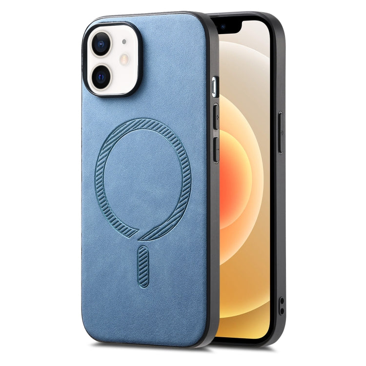 Solid Color Retro Magsafe PU Back Cover Phone Case, Compatible with iPhone 12