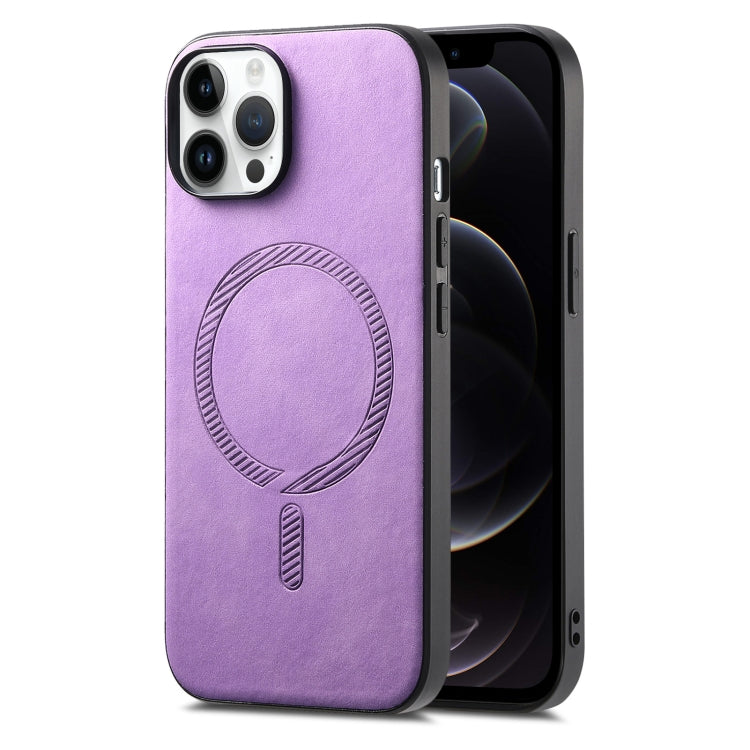 Solid Color Retro Magsafe PU Back Cover Phone Case, Compatible with iPhone 12 Pro Max