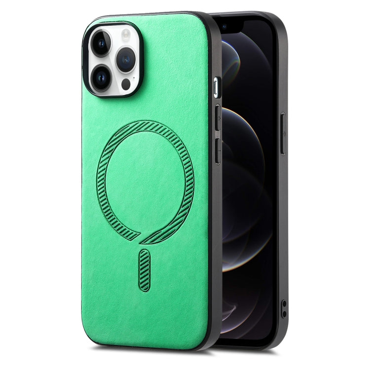 Solid Color Retro Magsafe PU Back Cover Phone Case, Compatible with iPhone 12 Pro Max