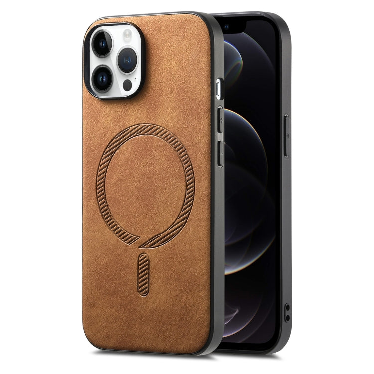 Solid Color Retro Magsafe PU Back Cover Phone Case, Compatible with iPhone 12 Pro Max