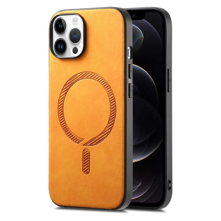 Solid Color Retro Magsafe PU Back Cover Phone Case, Compatible with iPhone 12 Pro Max