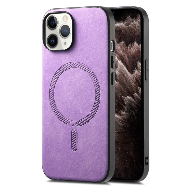 Solid Color Retro Magsafe PU Back Cover Phone Case, Compatible with iPhone 11 Pro Max