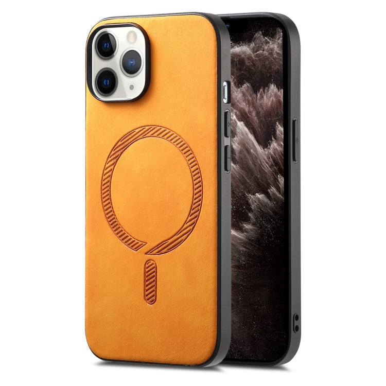 Solid Color Retro Magsafe PU Back Cover Phone Case, Compatible with iPhone 11 Pro Max