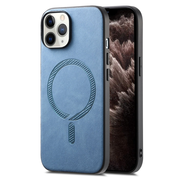Solid Color Retro Magsafe PU Back Cover Phone Case, Compatible with iPhone 11 Pro Max