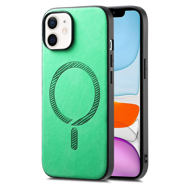 Solid Color Retro Magsafe PU Back Cover Phone Case, Compatible with iPhone 11