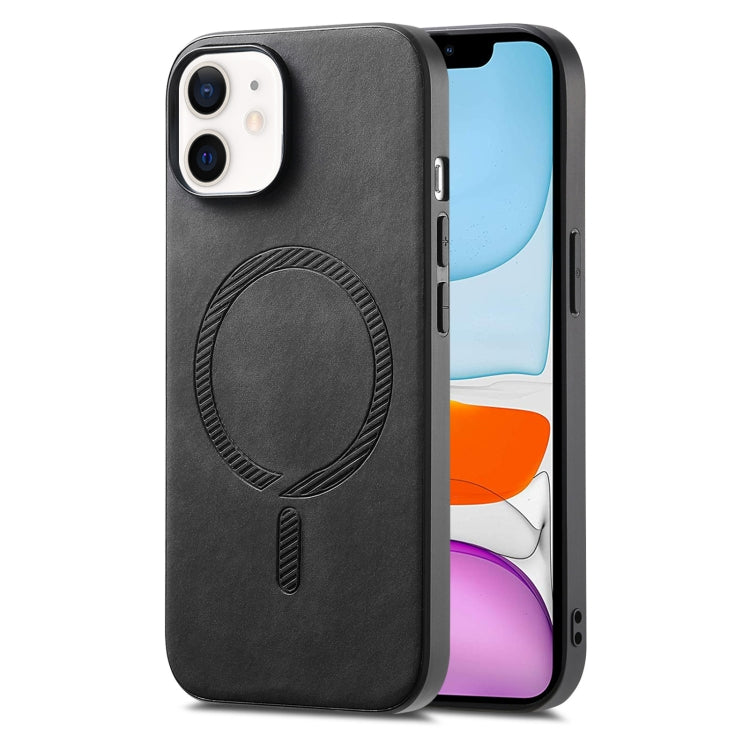 Solid Color Retro Magsafe PU Back Cover Phone Case, Compatible with iPhone 11