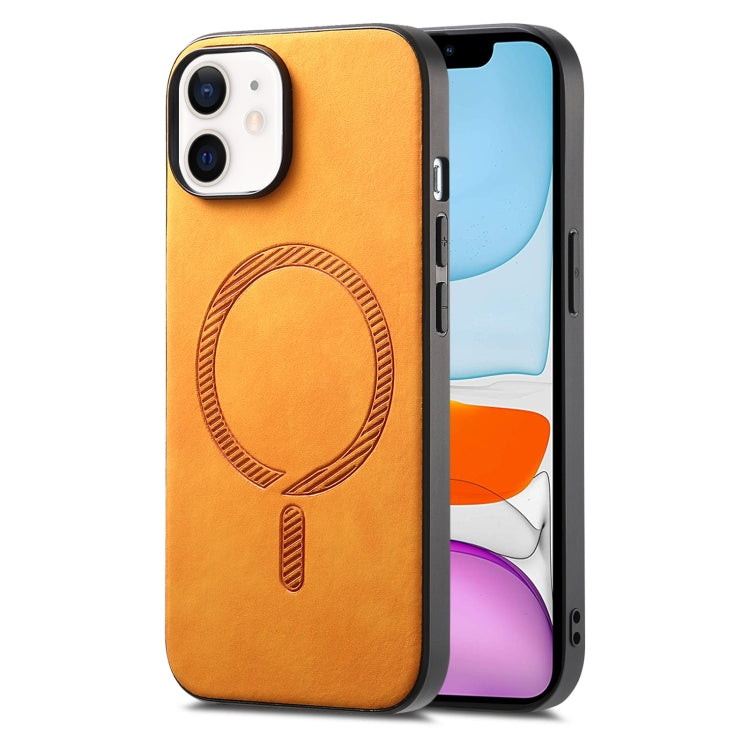 Solid Color Retro Magsafe PU Back Cover Phone Case, Compatible with iPhone 11