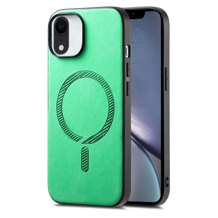 Solid Color Retro Magsafe PU Back Cover Phone Case, Compatible with iPhone XR