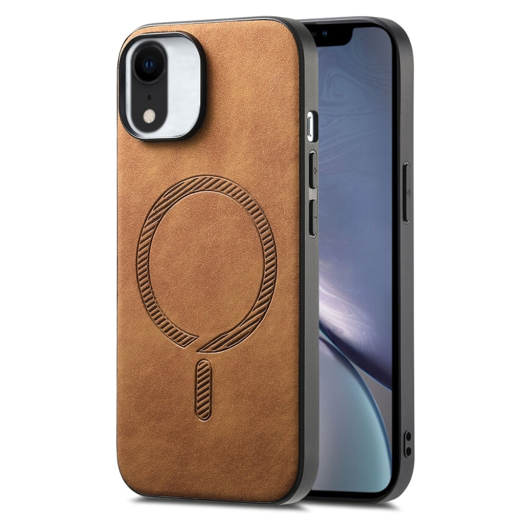 Solid Color Retro Magsafe PU Back Cover Phone Case, Compatible with iPhone XR