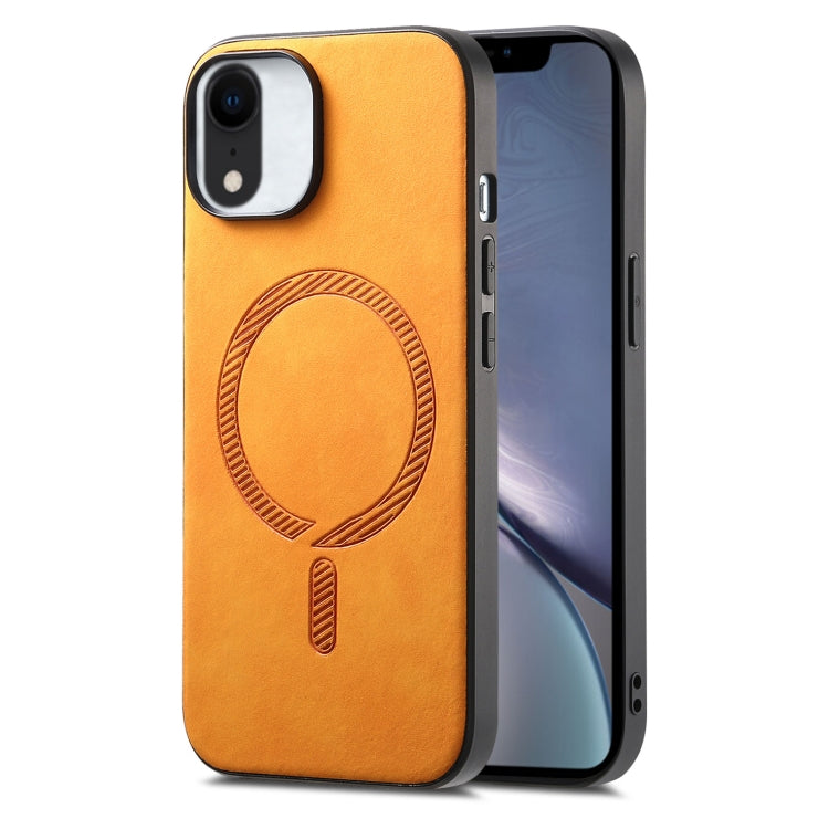 Solid Color Retro Magsafe PU Back Cover Phone Case, Compatible with iPhone XR