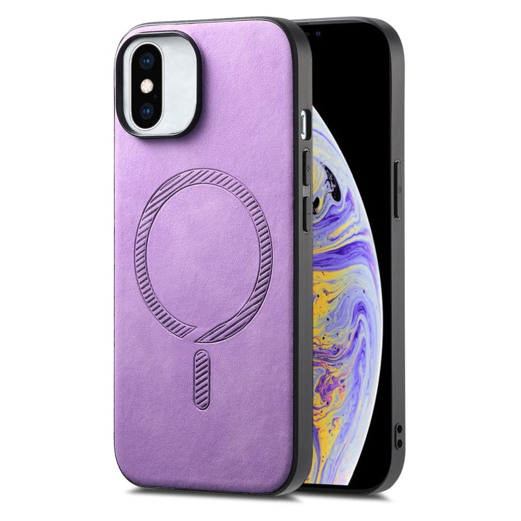Solid Color Retro Magsafe PU Back Cover Phone Case, Compatible with iPhone XS Max