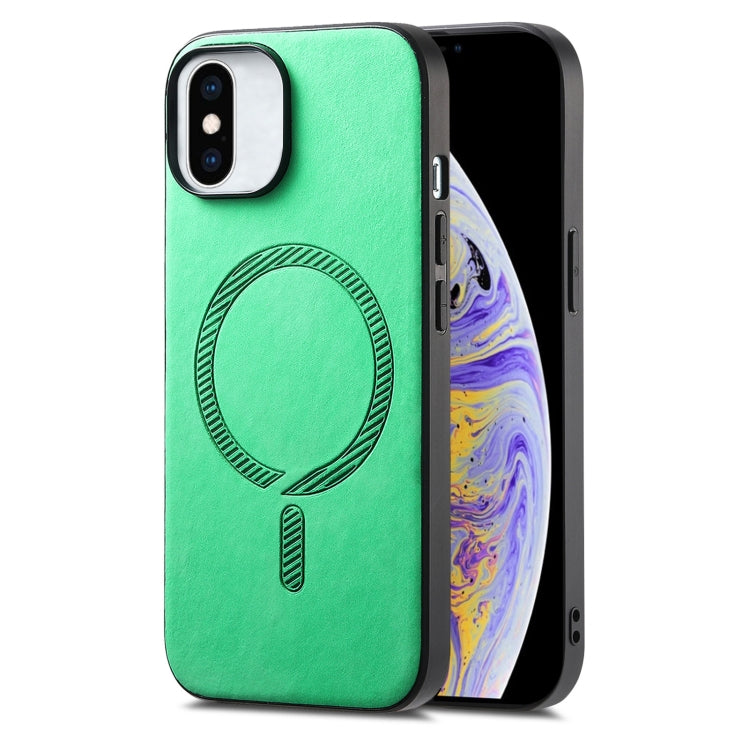 Solid Color Retro Magsafe PU Back Cover Phone Case, Compatible with iPhone XS Max