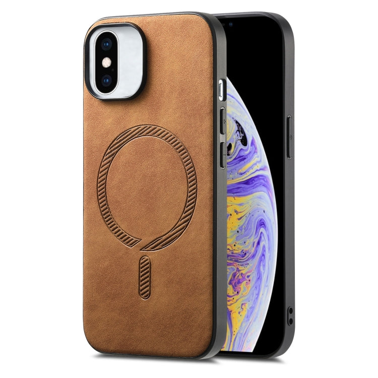 Solid Color Retro Magsafe PU Back Cover Phone Case, Compatible with iPhone XS Max