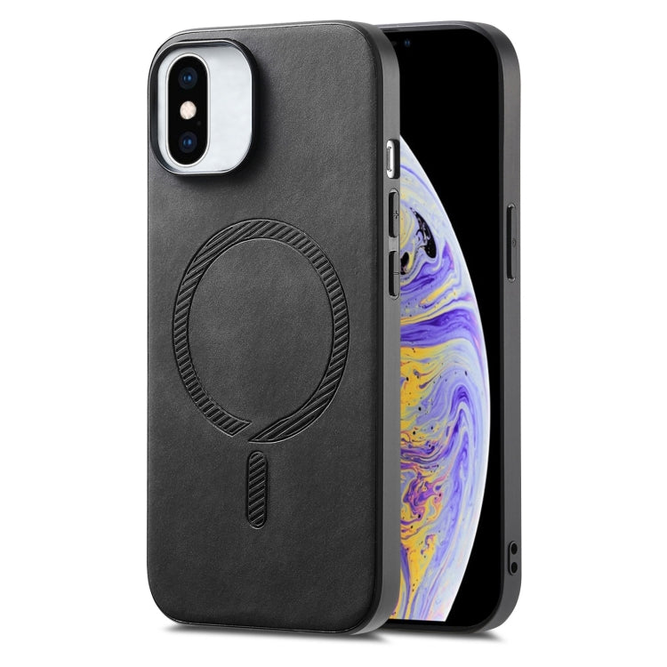 Solid Color Retro Magsafe PU Back Cover Phone Case, Compatible with iPhone XS Max