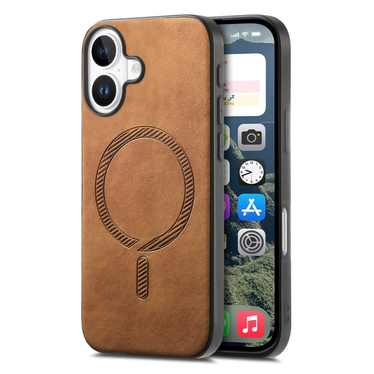 Solid Color Retro Magsafe PU Back Cover Phone Case, Compatible with iPhone 16