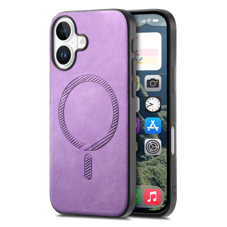 Solid Color Retro Magsafe PU Back Cover Phone Case, Compatible with iPhone 16 Plus