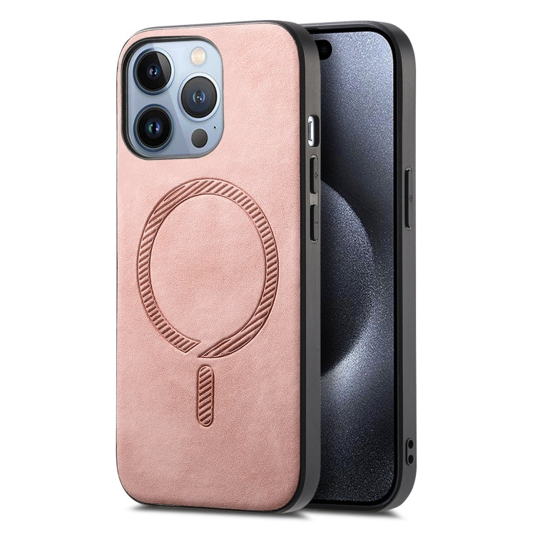 Solid Color Retro Magsafe PU Back Cover Phone Case, Compatible with iPhone 16 Pro