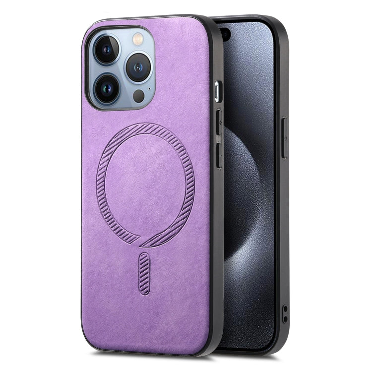 Solid Color Retro Magsafe PU Back Cover Phone Case, Compatible with iPhone 16 Pro