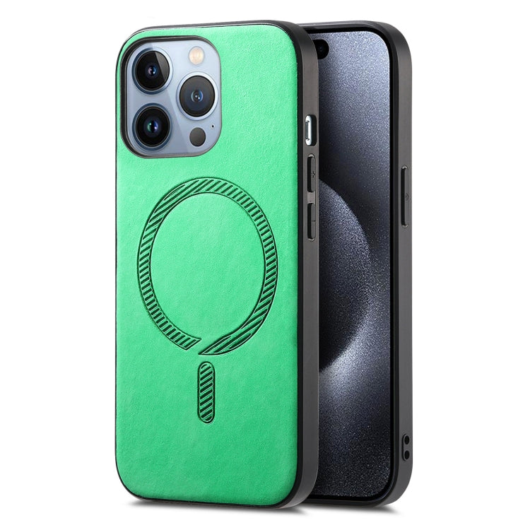 Solid Color Retro Magsafe PU Back Cover Phone Case, Compatible with iPhone 16 Pro
