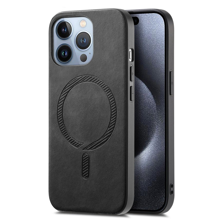 Solid Color Retro Magsafe PU Back Cover Phone Case, Compatible with iPhone 16 Pro