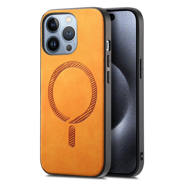 Solid Color Retro Magsafe PU Back Cover Phone Case, Compatible with iPhone 16 Pro