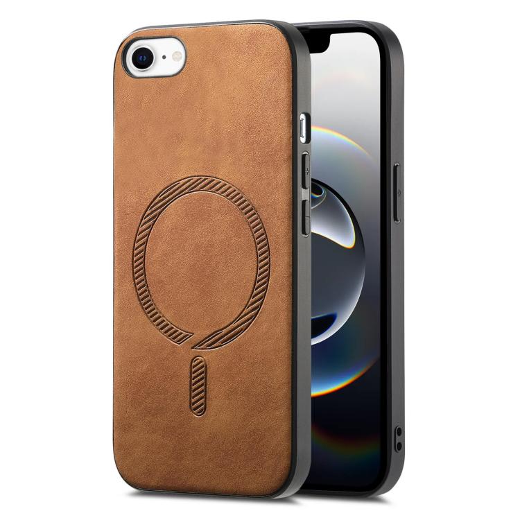 Solid Color Retro Magsafe PU Back Cover Phone Case, Compatible with iPhone 16e