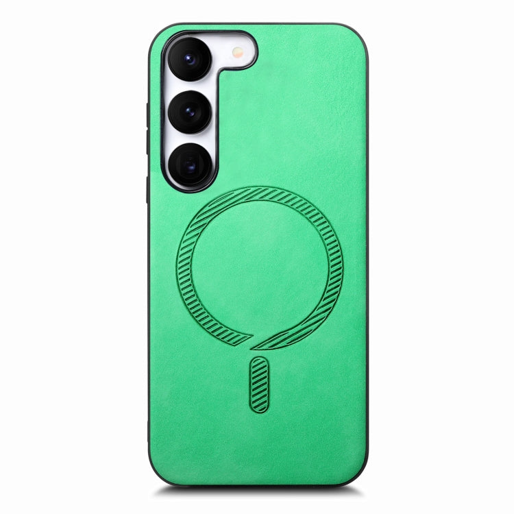 Solid Color Retro Magsafe PU Back Cover Phone Case, Compatible with Samsung Galaxy S23+ 5G