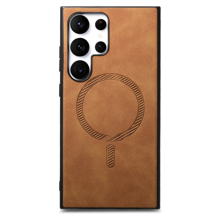 Solid Color Retro Magsafe PU Back Cover Phone Case, Compatible with Samsung Galaxy S23 Ultra 5G