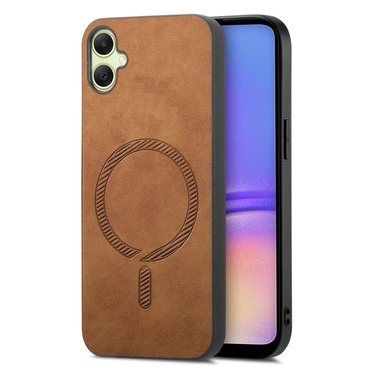 Solid Color Retro Magsafe PU Back Cover Phone Case, Compatible with Samsung Galaxy A05