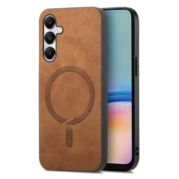Solid Color Retro Magsafe PU Back Cover Phone Case, Compatible with Samsung Galaxy A05s