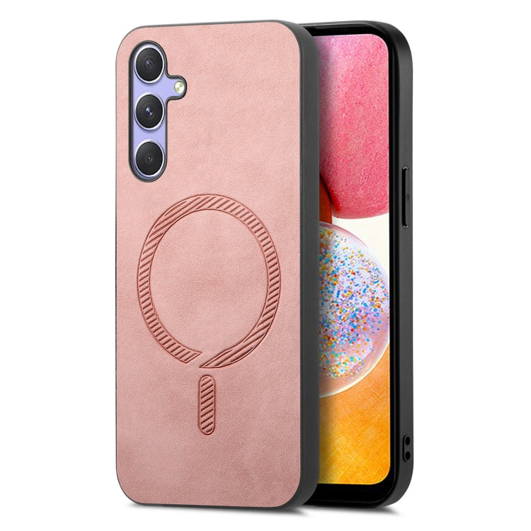 Solid Color Retro Magsafe PU Back Cover Phone Case, Compatible with Samsung Galaxy A14