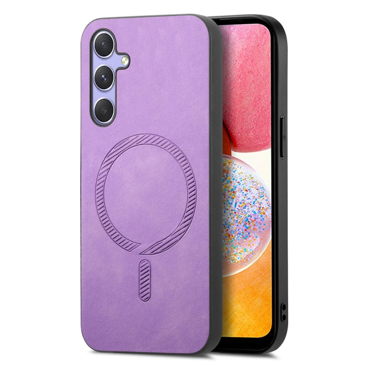 Solid Color Retro Magsafe PU Back Cover Phone Case, Compatible with Samsung Galaxy A14