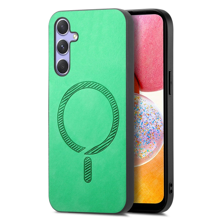 Solid Color Retro Magsafe PU Back Cover Phone Case, Compatible with Samsung Galaxy A14