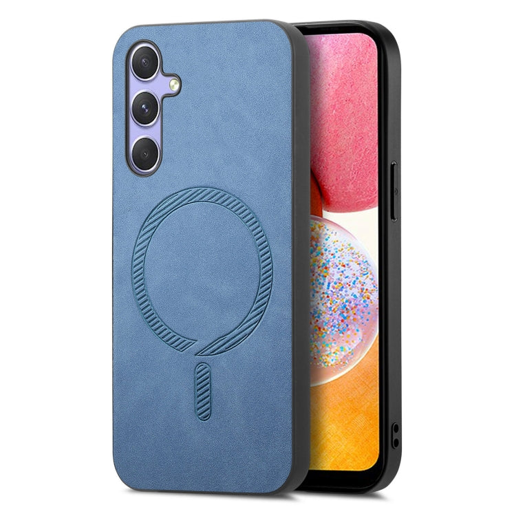 Solid Color Retro Magsafe PU Back Cover Phone Case, Compatible with Samsung Galaxy A14