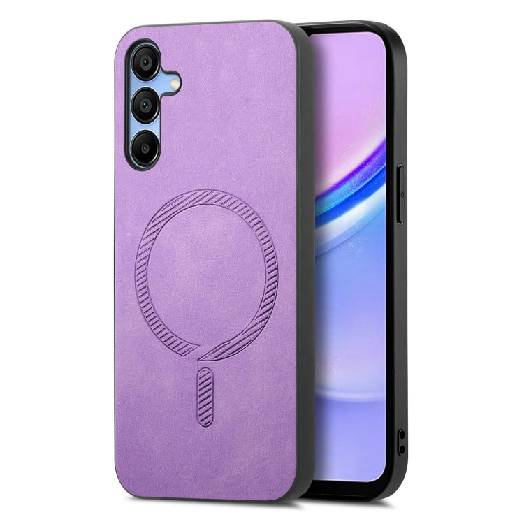 Solid Color Retro Magsafe PU Back Cover Phone Case, Compatible with Samsung Galaxy A15