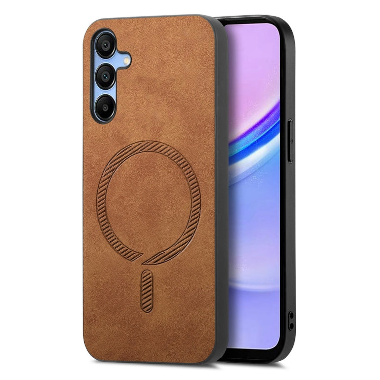 Solid Color Retro Magsafe PU Back Cover Phone Case, Compatible with Samsung Galaxy A15