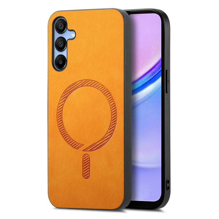 Solid Color Retro Magsafe PU Back Cover Phone Case, Compatible with Samsung Galaxy A15